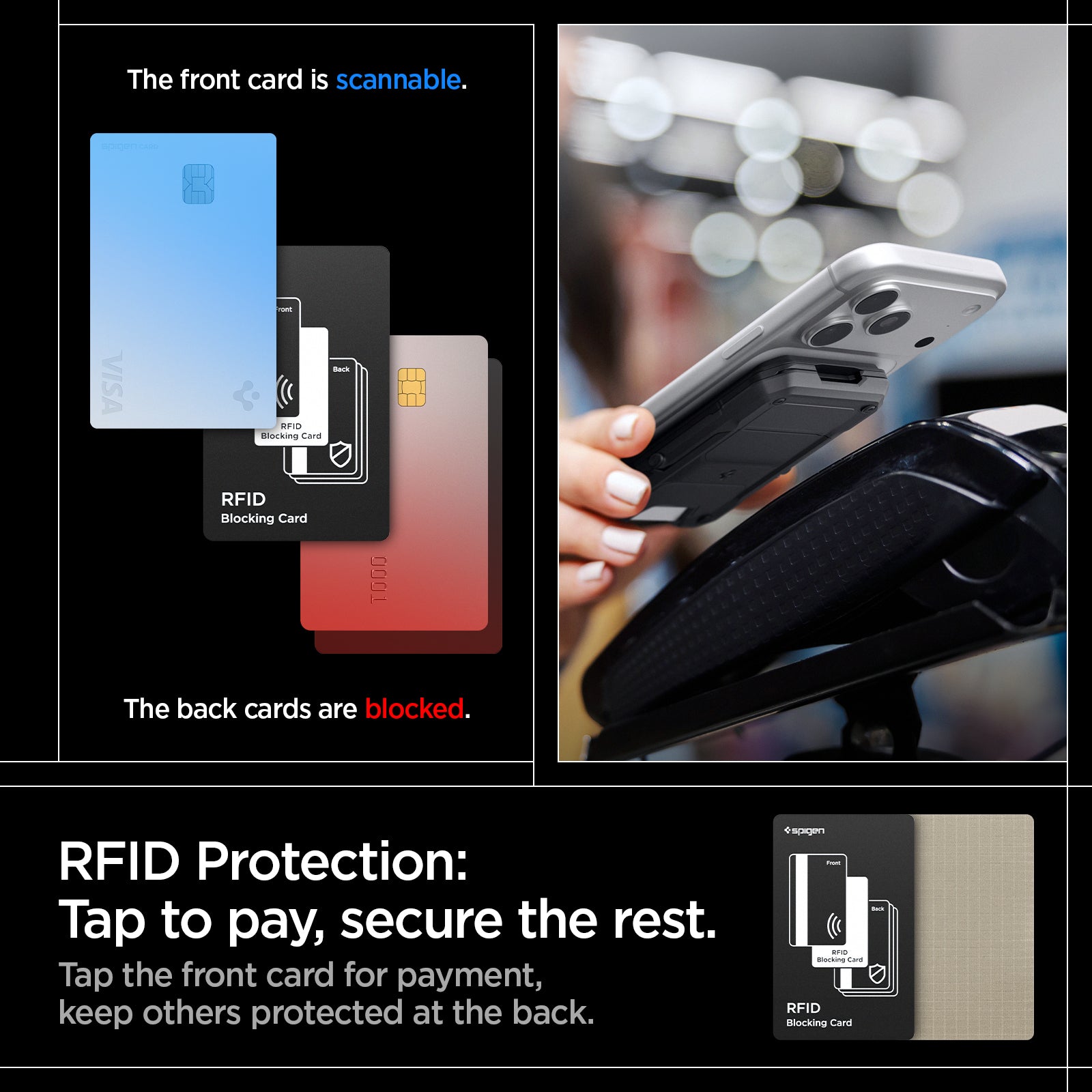AFA09327 - Tough Armor Pro Card Holder (MagFit) in Black showing RFID protection