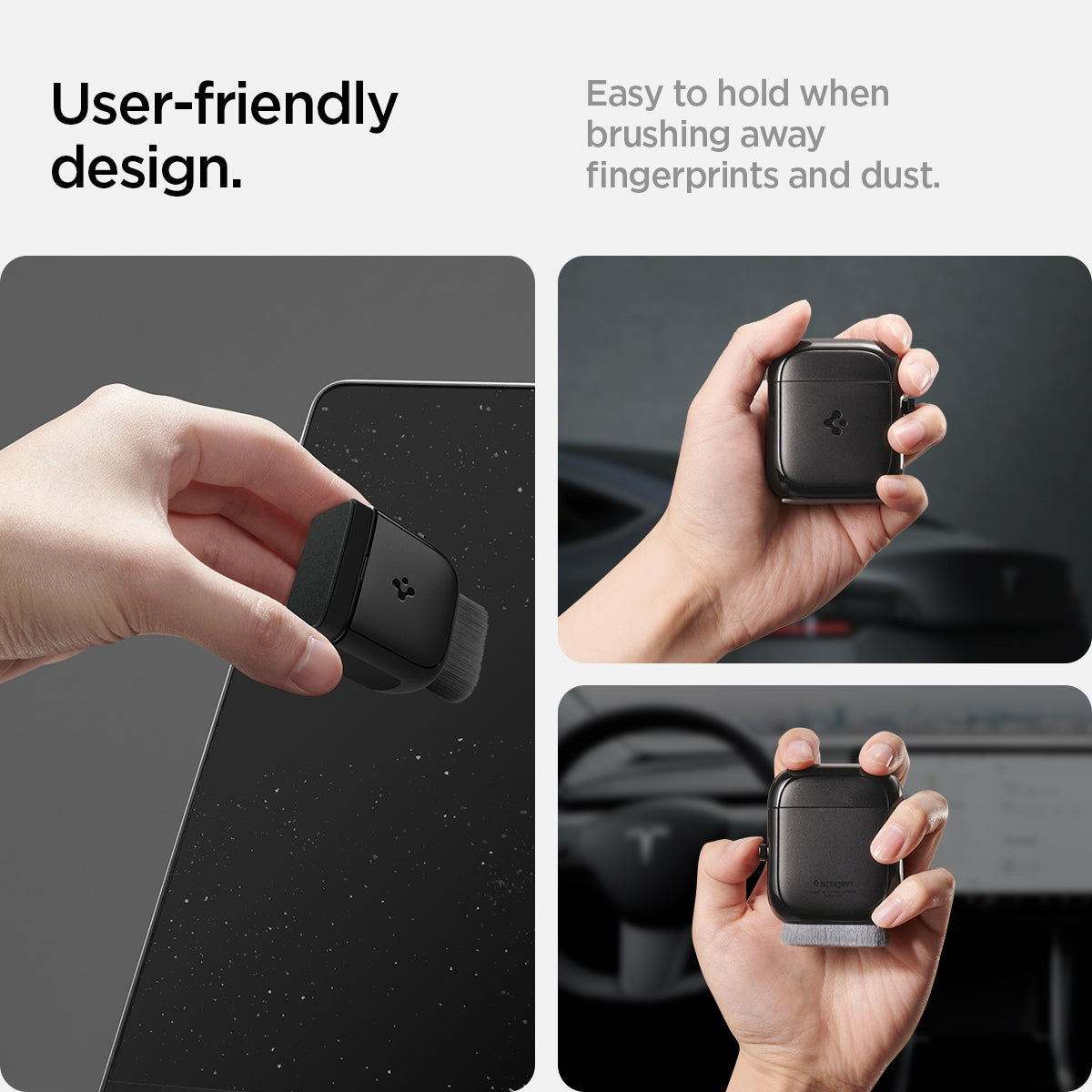 ACP05755 - CC90 Car Screen Cleaner in black showing user friendly design. easy to grip when brushing away fingerprints and dust