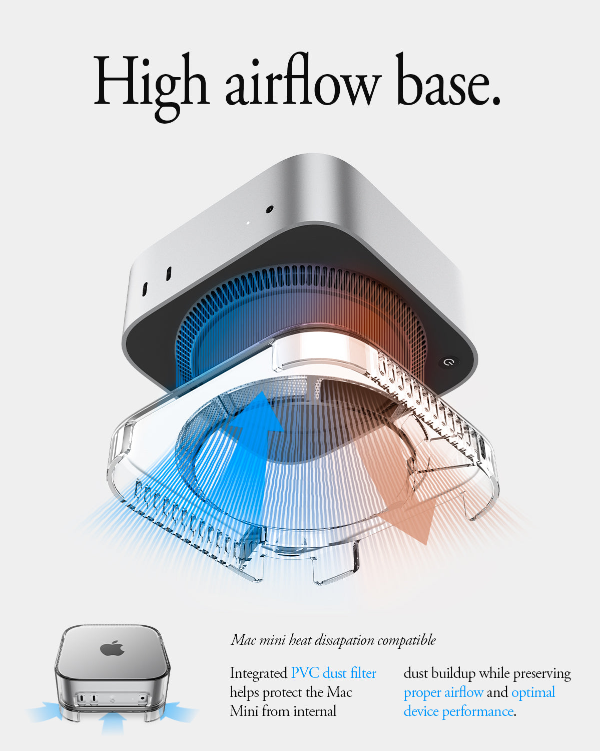 ACS09210 - Apple Mac Mini Stand | Ultra Hybrid in Crystal Clear showing high airflow base