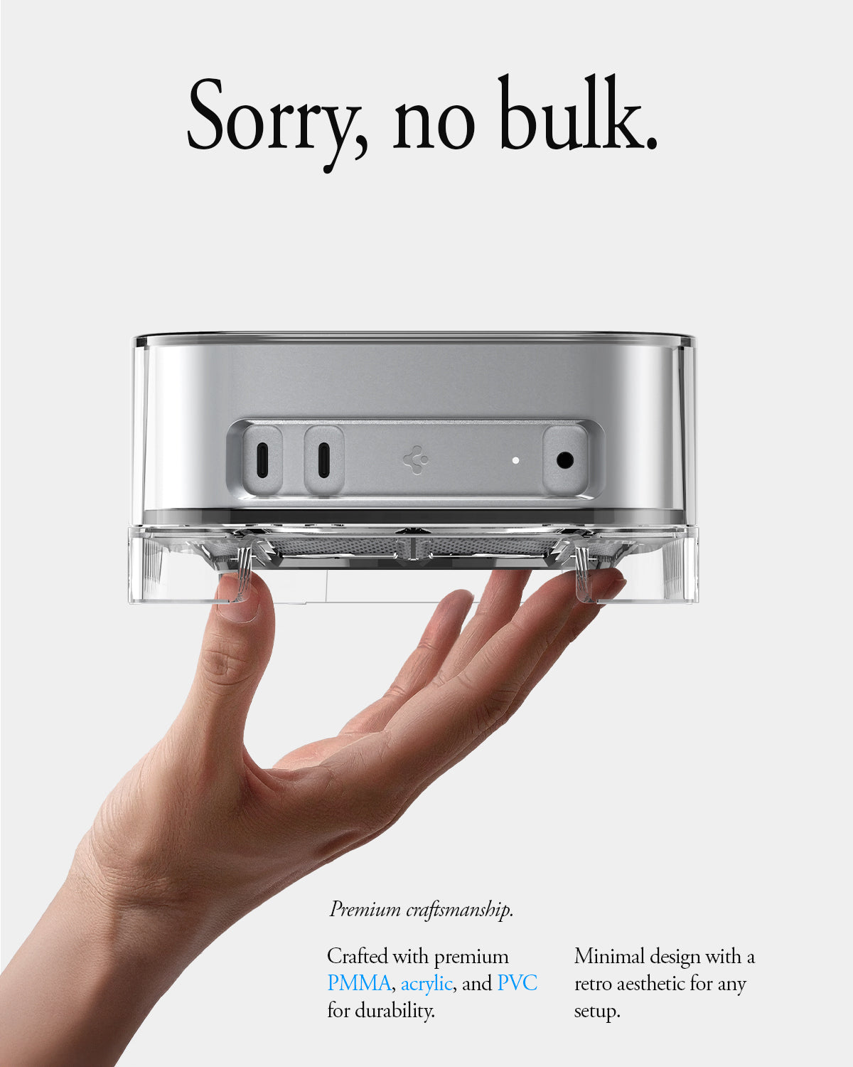 ACS09210 - Apple Mac Mini Stand | Ultra Hybrid in Crystal Clear showing sorry no bulk.