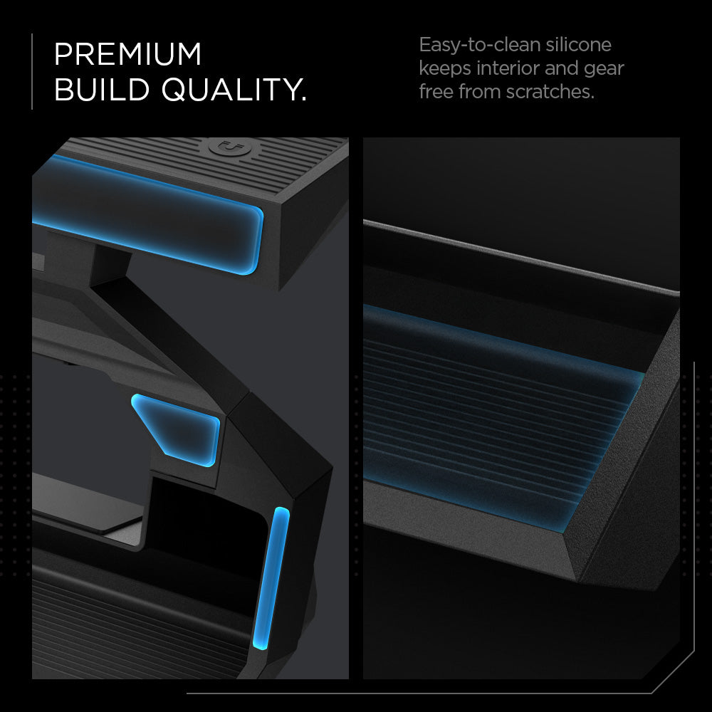 ACP08261 - Tesla Cybertruck Under Screen Organizer CO227 in Black showing the premium build quality, easy to-clean silicone keeps interior and gear free from scratches
