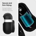 ACS03168 - Apple AirPods 3 Tag Armor Duo in black showing the secure and firm fitting. Pre-applied adhesive helps firmly grip the top of the case further