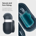 ACS04392 - Apple AirPods 3 Case Tag Armor Duo in metal slate showing the secure and firm fitting. Pre-applied adhesive helps firmly grip the top of the case further