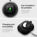 ACS03168 - Apple AirPods 3 Tag Armor Duo in black showing how it charges on with the case still installed on your device. Charging port accessibility. Large detail cutout to be compatible for all charging