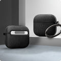ASD02111 - Apple AirPods 3 Case Urban Fit in black showing the front and back with carabiner attached