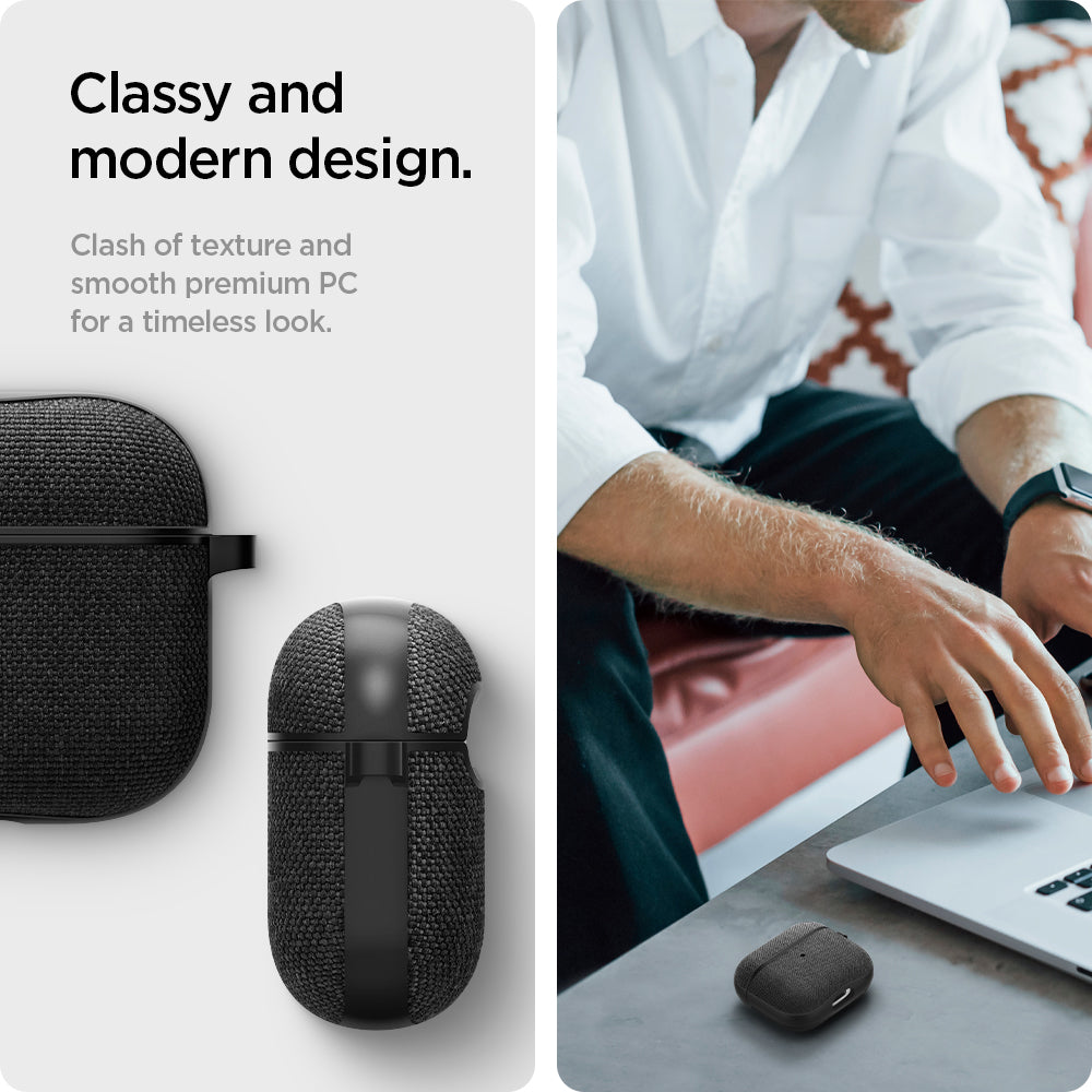 ASD02111 - Apple AirPods 3 Case Urban Fit in black showing the classy and modern design. Clash of texture and smooth premium PC for a timeless look