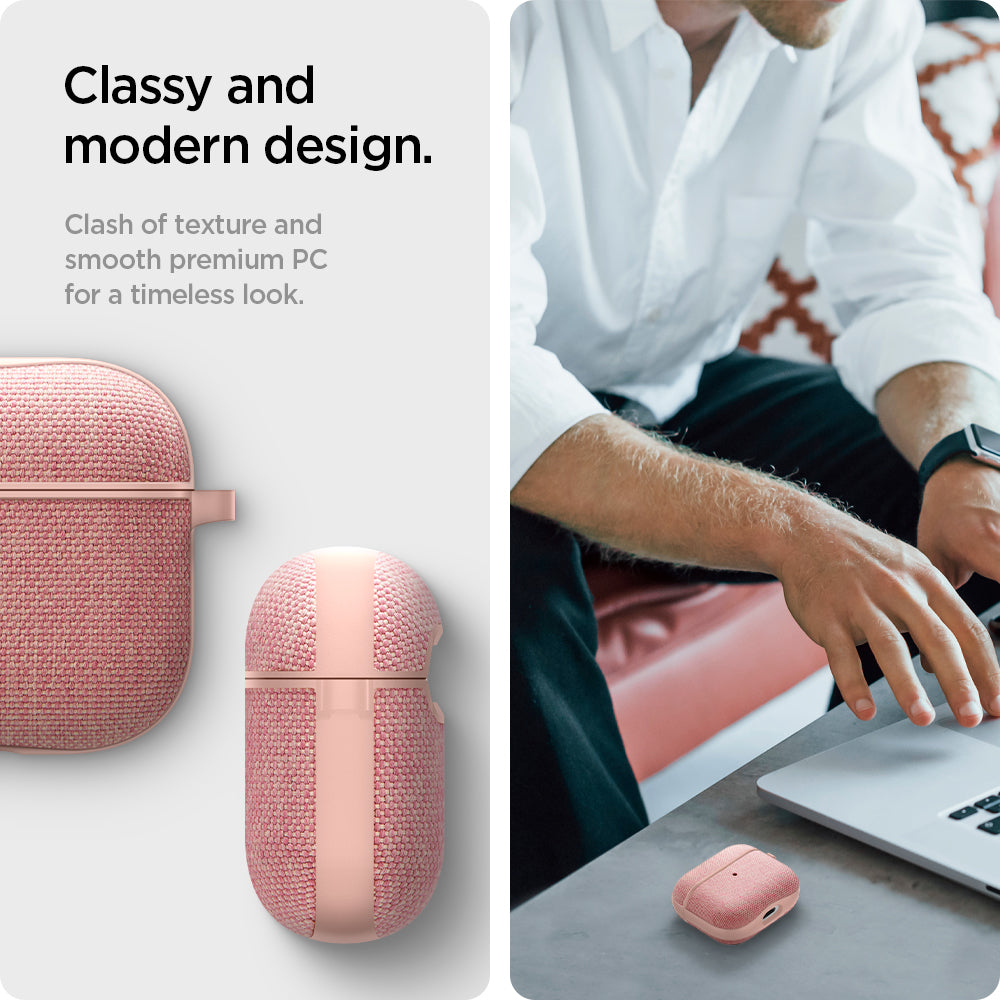 ASD02112 - Apple AirPods 3 Case Urban Fit in rose gold showing the classy and modern design. Clash of texture and smooth premium PC for a timeless look