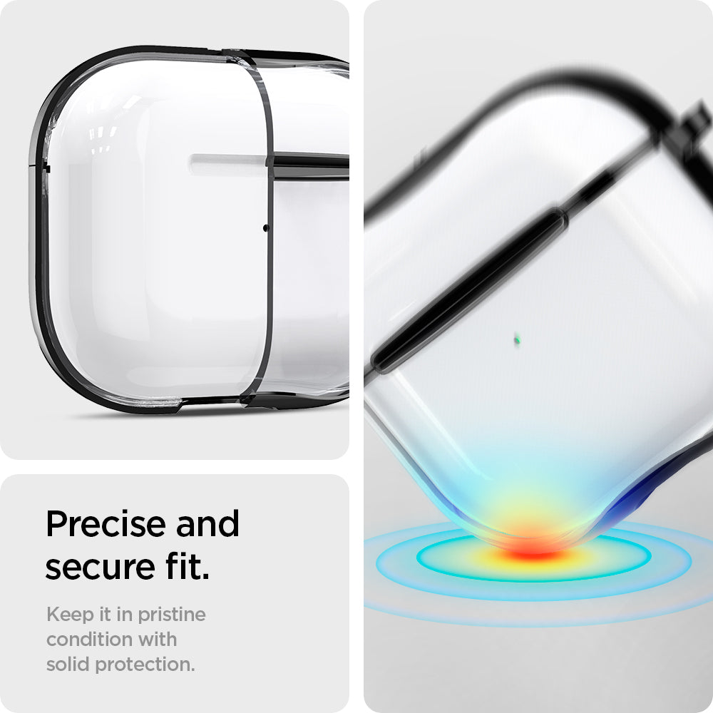 ASD01982 - Apple AirPods 3 Case Ultra Hybrid in jet black showing the precise and secure fit. Keep it pristine condition with solid protection