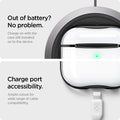 ASD01982 - Apple AirPods 3 Case Ultra Hybrid in jet black showing the charge port accessibility. Ample cutout for wide range of cable compatibility. Charge on with the case still installed on to the device