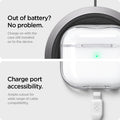 ASD01981 - Apple AirPods 3 Case Ultra Hybrid in crystal clear showing the charge port accessibility. Ample cutout for wide range of cable compatibility. Charge on with the case still installed on to the device