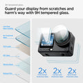 AGL11837 - DJI Osmo Action 6 GLAS.tR SLIM showing the layered construction of 9H tempered glass and two protectors for the front screen, lens, and back screen