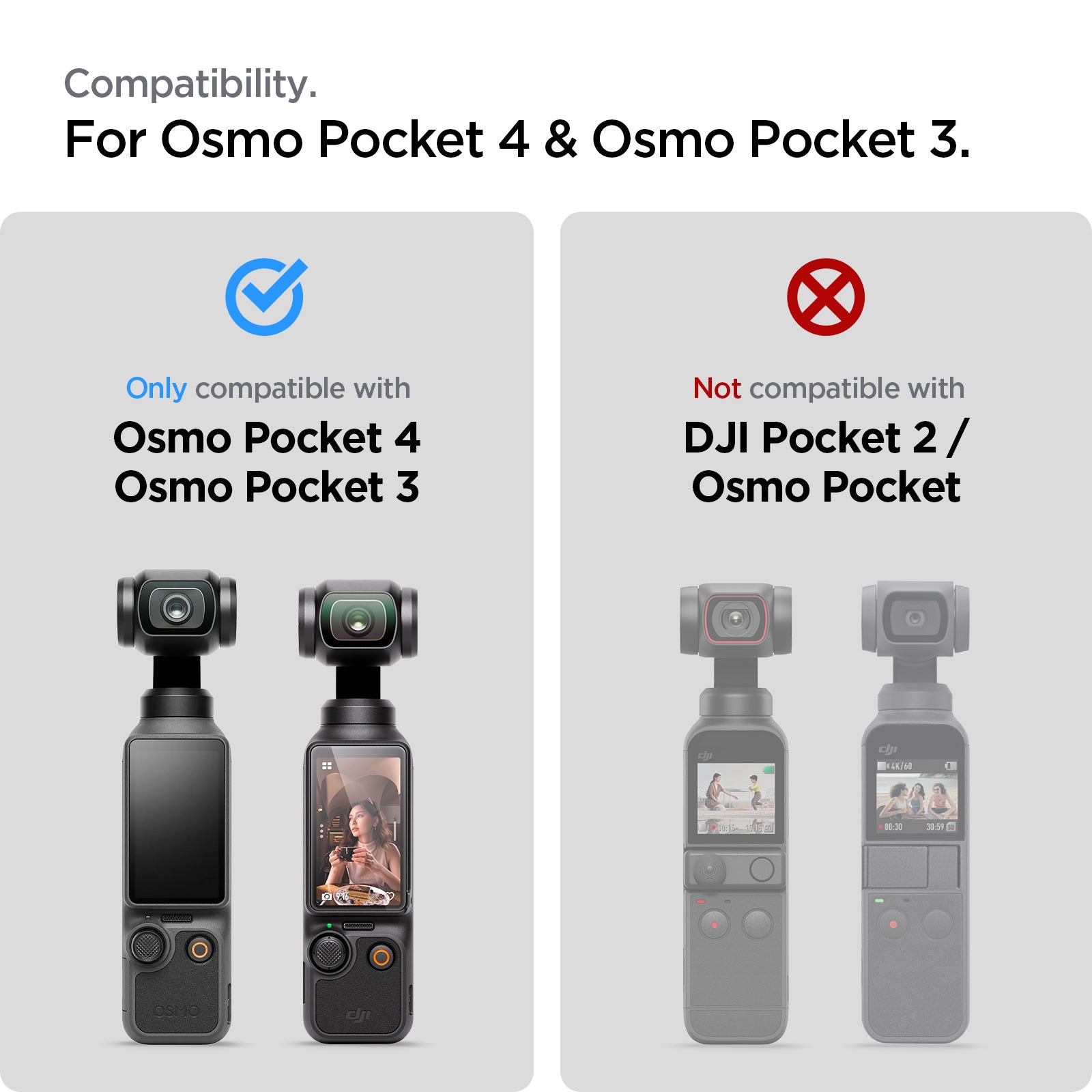 AGL07481 - DJI Osmo Pocket 3 Glas.tR SLIM in Clear showing compatibility