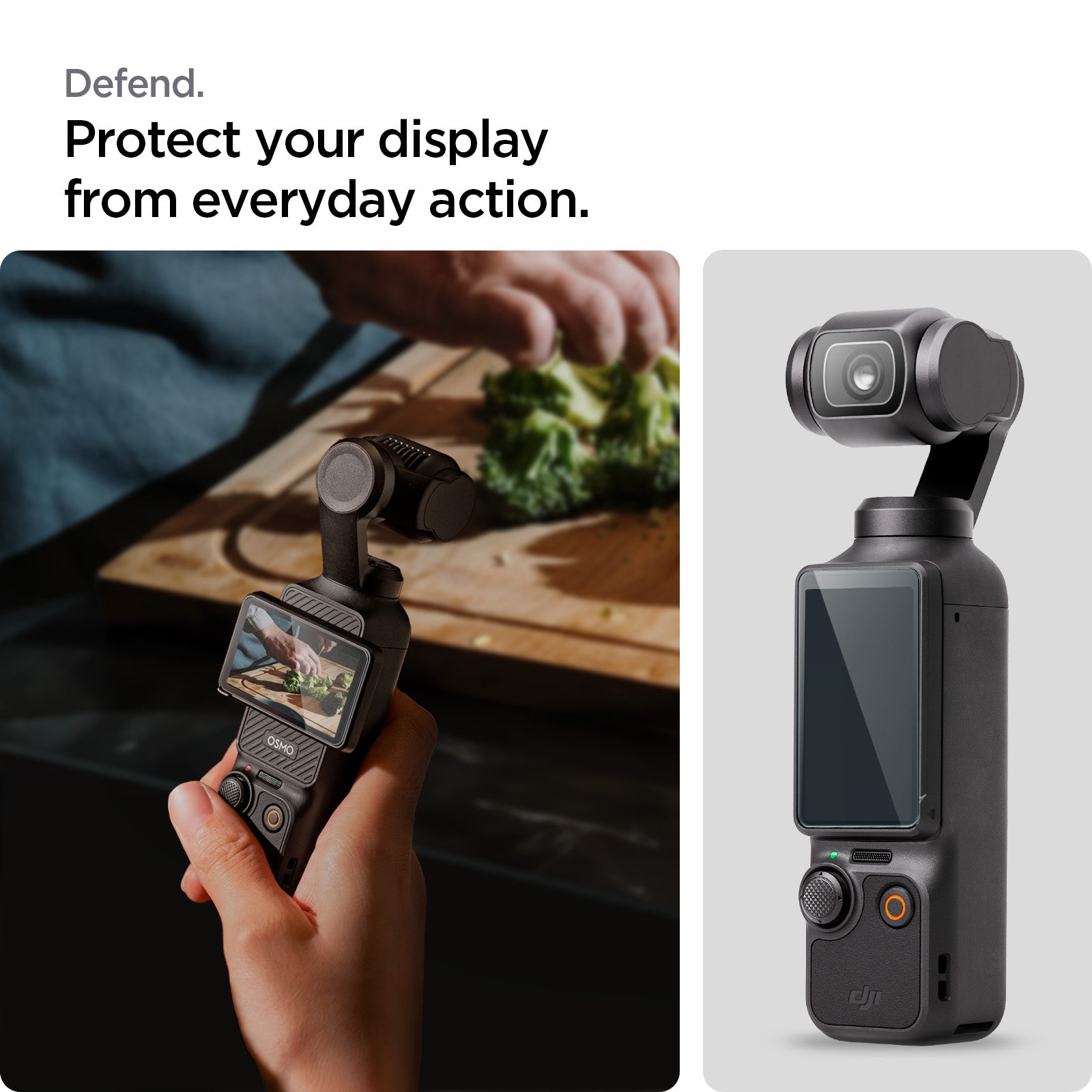 AGL07481 - DJI Osmo Pocket 3 Glas.tR SLIM in Clear showing defend