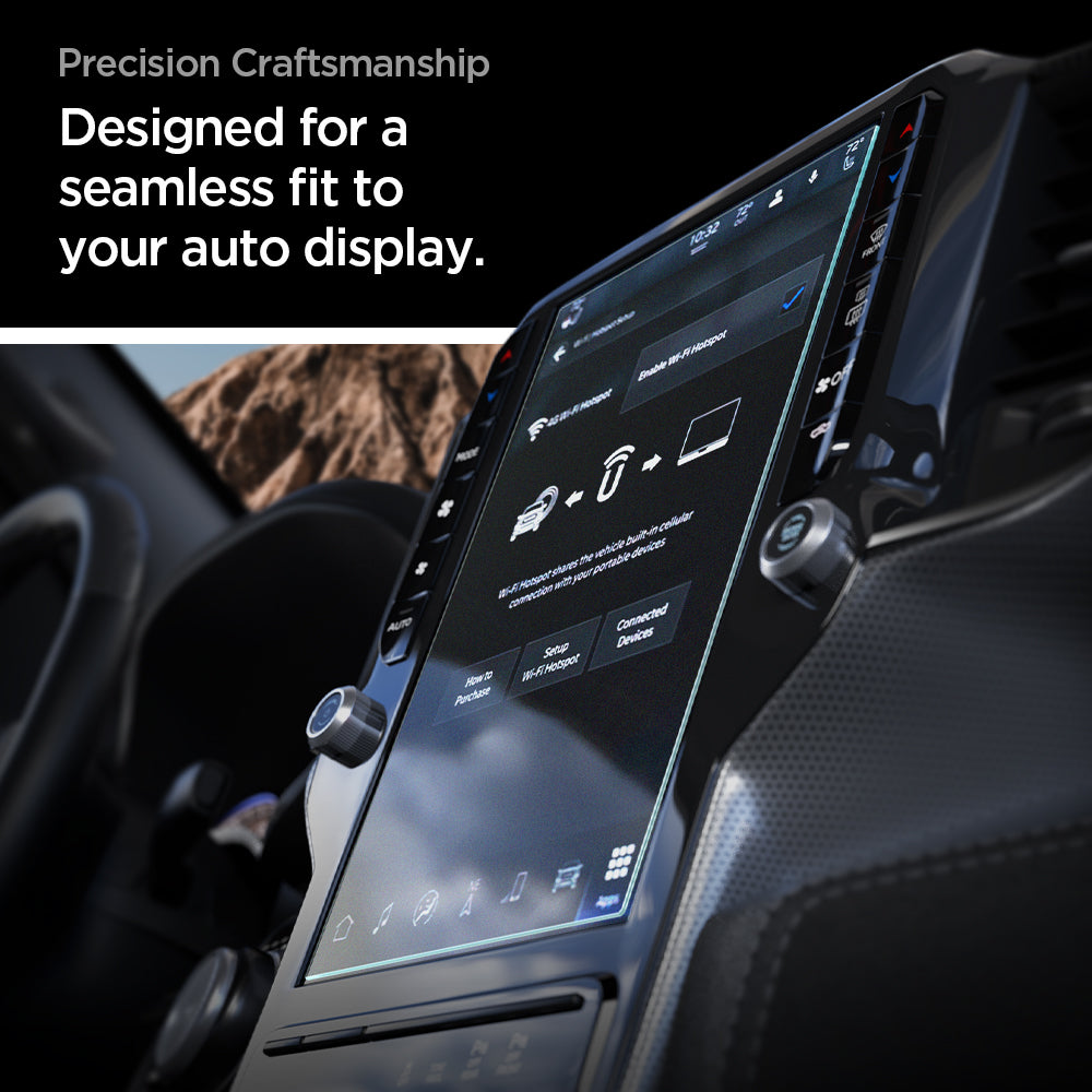 AGL04047 - Dodge Ram Screen Protector GLAS.tR SLIM Anti-Glare showing screen protector installed on Ram 12 inch infotainment display with seamless edge fit from side angle