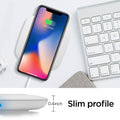 000CH22588 - Essential® 10W Wireless Charger F301W in White showing the 0.4 inch slim profile