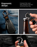 ACS11419 - Chevrolet & GMC Key Fob Cover | CK100 showing key fob cover clipped to jeans pocket and carabiner used as bottle opener with bag attachment below