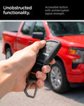 ACS11419 - Chevrolet & GMC Key Fob Cover | CK100 showing hand holding key fob cover in front of red Chevrolet truck