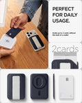 AFA11956 - Filp Stand Card Holder (Mag Fit) in Navy Stone showing a slim magnetic wallet holding two cards with front, back, and side views