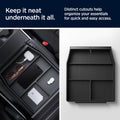 ACP08900 - Ford Armrest Console Organizer | FO220 in Black showing the how keeping it neat underneath it all. Distinct cutouts help organize your essentials for quick and easy access