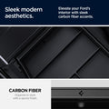 ACP08900 - Ford Armrest Console Organizer | FO220 in Black showing the sleek modern aesthetics. Elevate your Ford's interior with sleek carbon fiber accents. Organize in style with a sporty finish