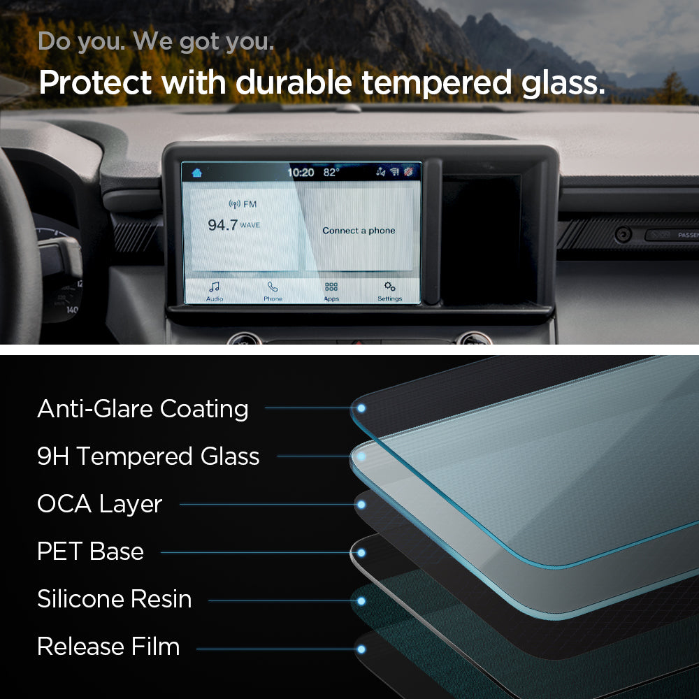 AGL04453 - Ford Maverick 8" Screen Protector GLAS.tR SLIM Anti-Glare showing do you. we got you. protect with durable tempered glass.