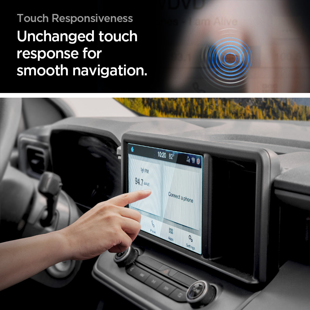 AGL04453 - Ford Maverick 8" Screen Protector GLAS.tR SLIM Anti-Glare showing touch responsiveness. unchanged touch response for smooth navigation.