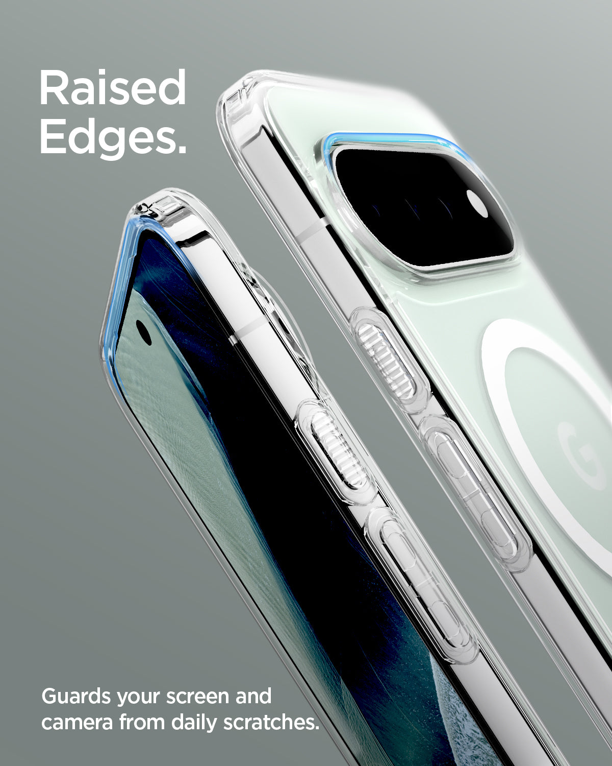 ACS11431 - Pixel 11 Pro  Ultra Hybrid (Mag Fit) Clear White raised edges help protect the screen and camera from everyday scratches and surface contact.