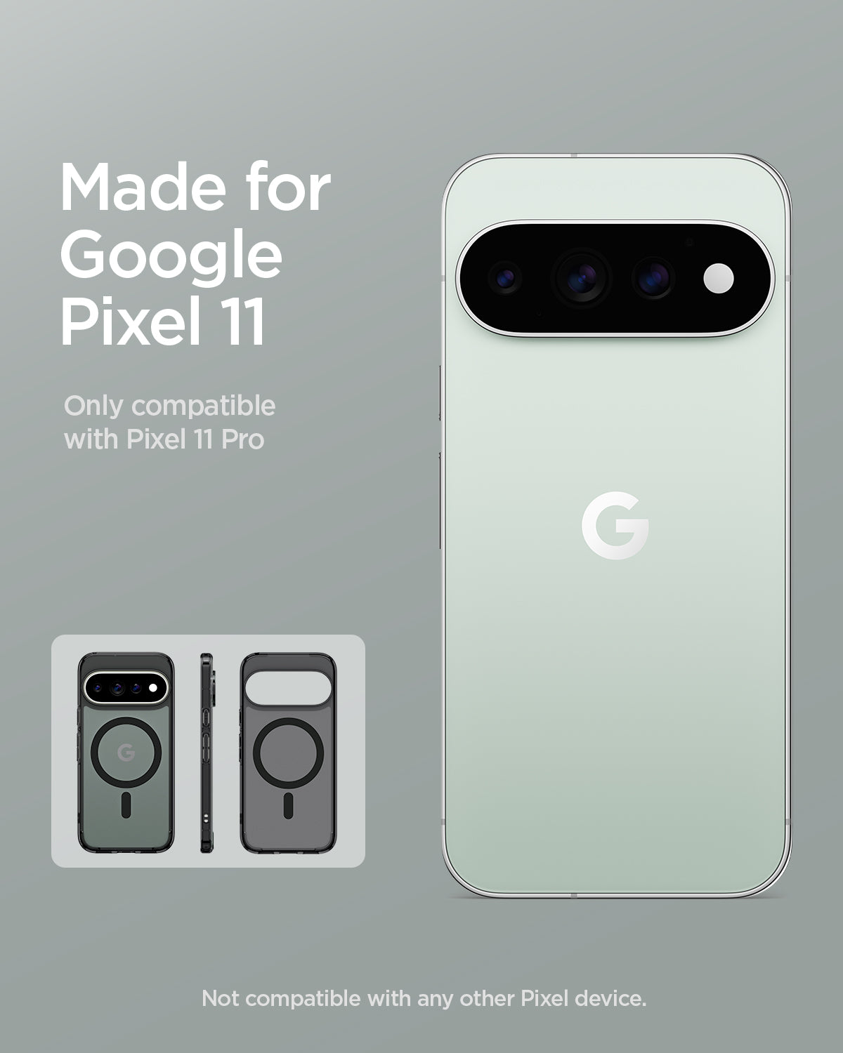 ACS11432 - Pixel 11 Pro  Ultra Hybrid (Mag Fit) Frost Black made for Google Pixel certified case with a built in MagFit ring and precise fit.