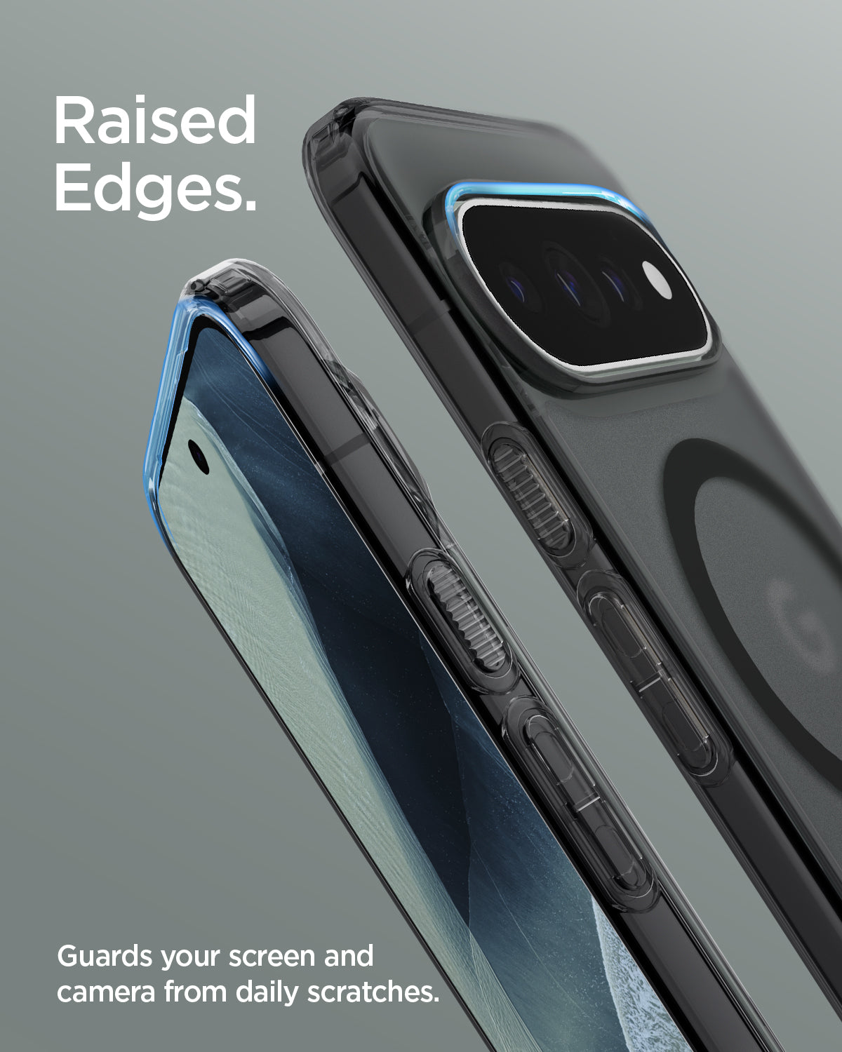 ACS11432 - Pixel 11 Pro  Ultra Hybrid (Mag Fit) Frost Black raised edges help protect the screen and camera from everyday scratches and surface contact.