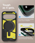 ACS11854 - Pixel 11 Tough Armor (Mag Fit) Abyss Green interior view highlighting Air Cushion Technology, Extreme Protection Foam, and the built in magnetic ring.