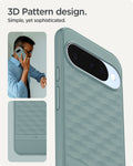 ACS09709 - Pixel 10 Pixel 10 Pro in sage green showing the 3d pattern design. Simple, yet sophisticated.