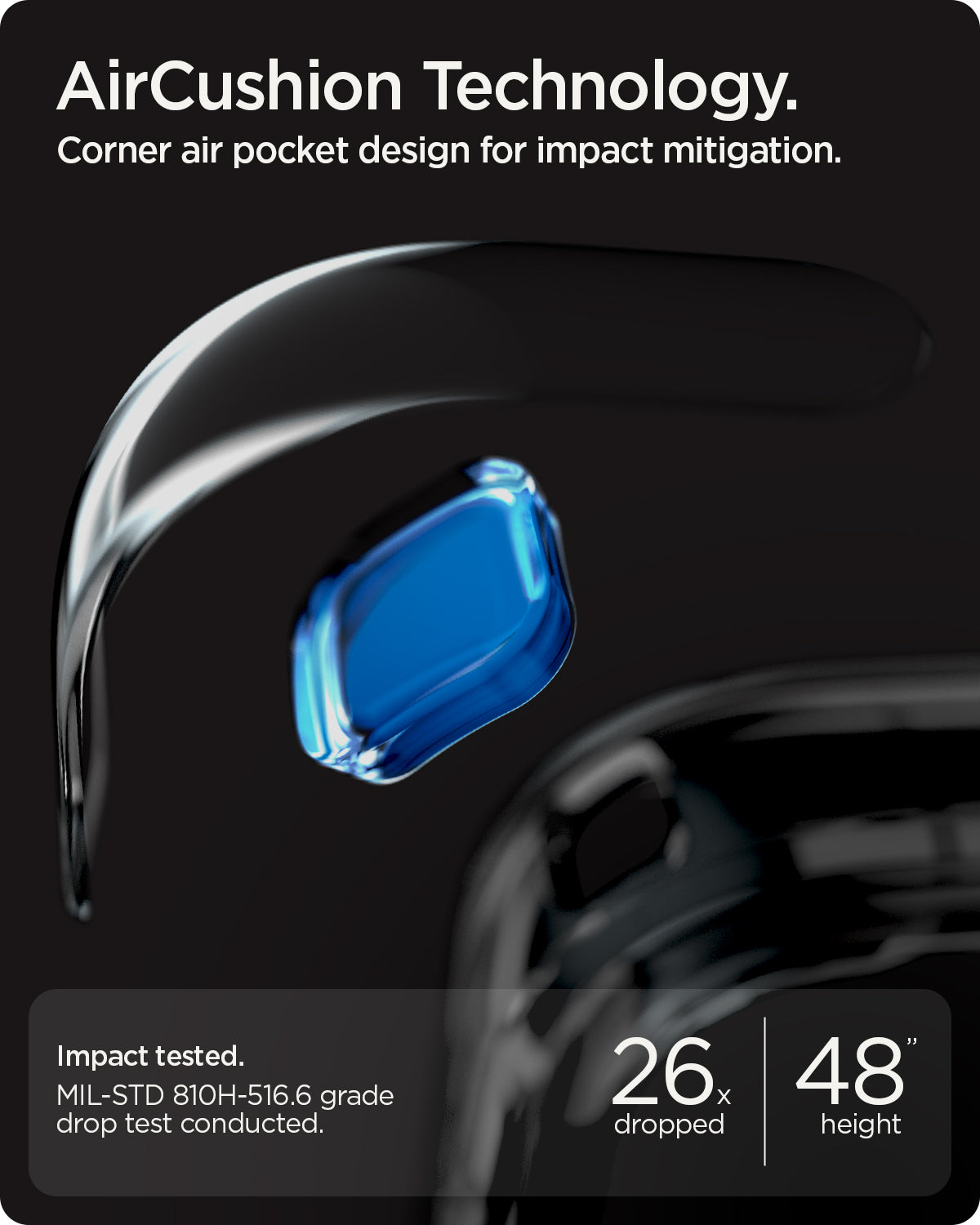 ACS09709 - Pixel 10 Pixel 10 Pro in sage green showing the AirCushion Technology. Corner air pocket design for impact mitigation. Impact tested with 26x dropped at 48" height.