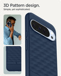 ACS09733 - Pixel 10 Pro XL Case Parallax (MagFit) in midnight blue showing the 3d pattern design. Simple, yet sophisticated.