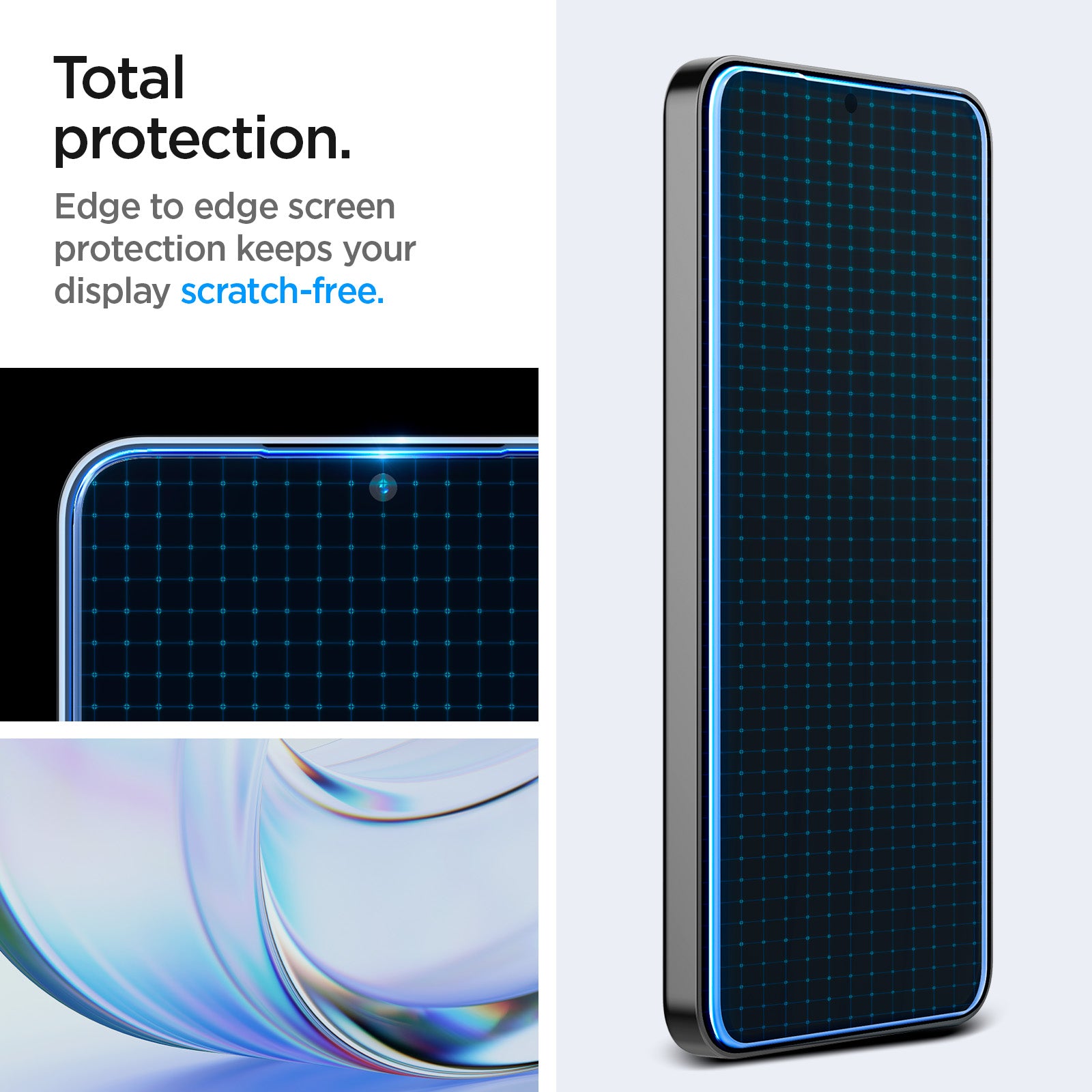 AGL07626 - Galaxy S24 Plus GLAS.tR EZ Fit in Privacy showing the total protection. Edge to edge screen protection keeps your display scratch-free