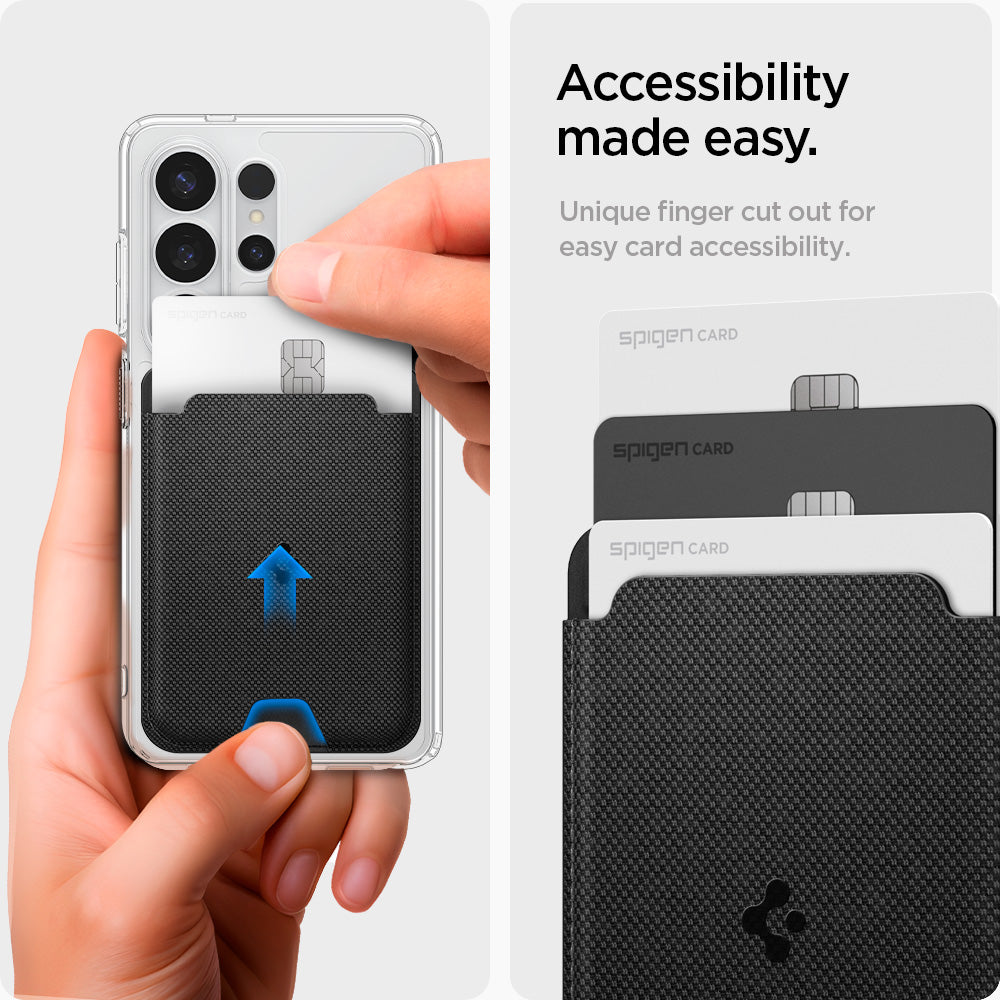 AFA09208 - Galaxy S25 Series MagFit Card Holder Urban Fit (MagFit) in Black showing accessibility made easy.