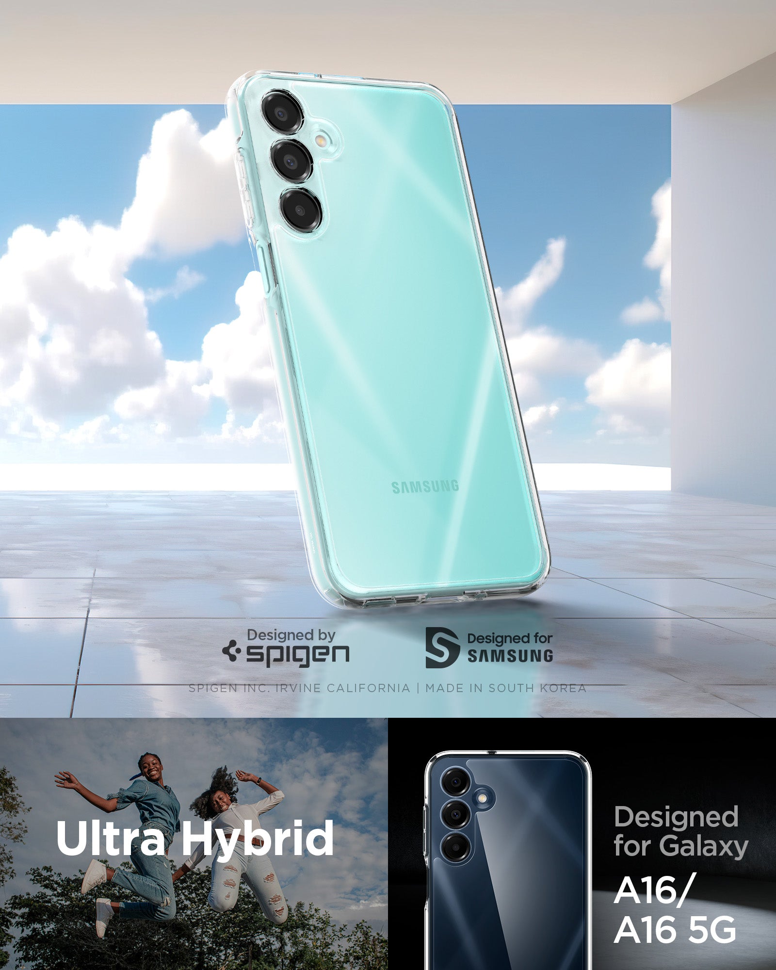 ACS08890 - Galaxy A16 5G Case Ultra Hybrid in Crystal Clear designed by spigen. Ultra hybrid. Designed for Samsung.