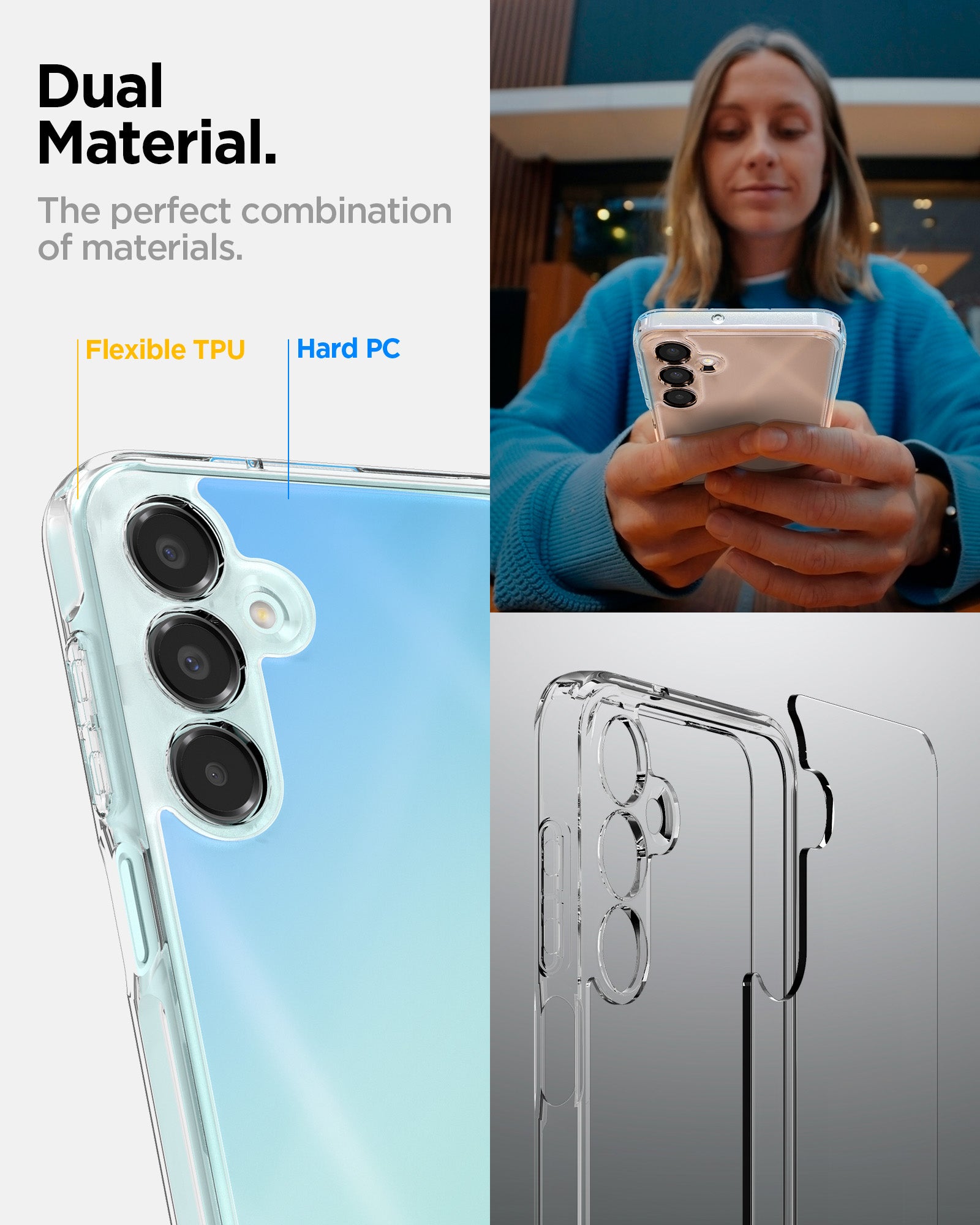 ACS08890 - Galaxy A16 5G Case Ultra Hybrid in Crystal Clear dual material. The perfect combination of materials.