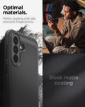ACS09795 - Spigen Rugged Armor Galaxy A37 5G case highlighting anti-slip matte coating finish with anti-fingerprint properties