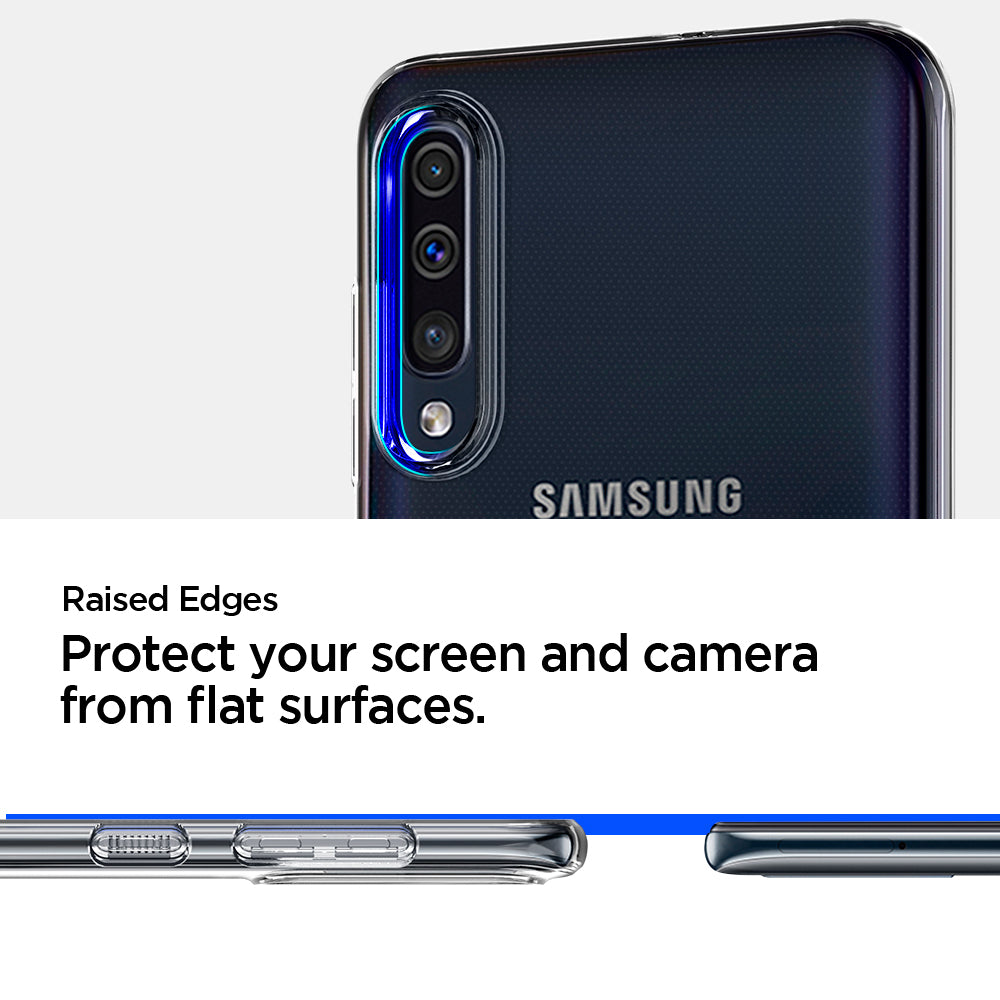 611CS26200 - Galaxy A50 Case Liquid Crystal in Crystal Clear raised edges. Protect your screen and camera from flat surfaces.