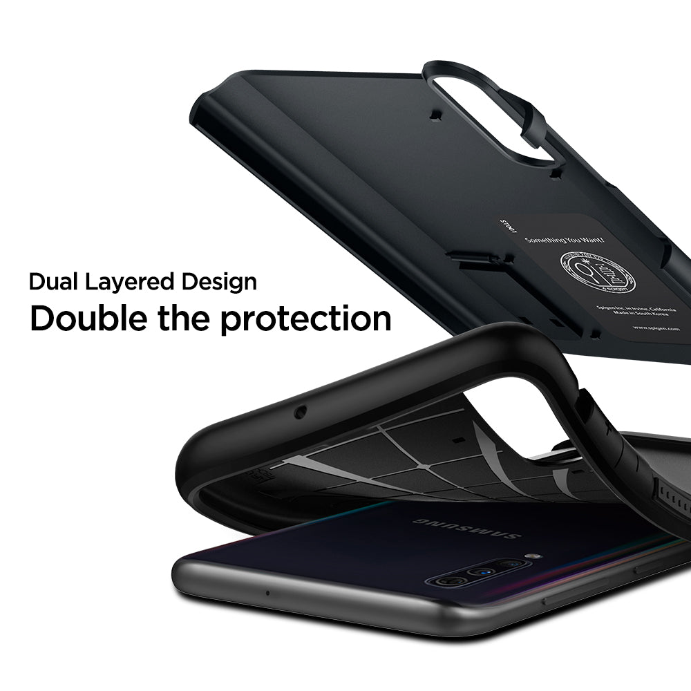 611CS26021 - Galaxy A50 Case Slim Armor in Metal Slate showing the dual layered design. Double the protection