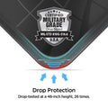 611CS26021 - Galaxy A50 Case Slim Armor in Metal Slate showing the drop protection. Drop-tested at a 48-inch height, 26 times