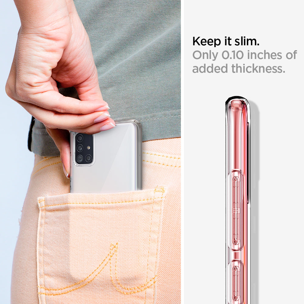 ACS00564 - Galaxy A51 Case Liquid Crystal in Crystal Clear keep it slim. Only 0.10 inches of added thickness.