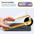 AGL07775 - Galaxy A55 5G Alignmaster Full Cover in Clear showing the smart installer. Auto-Alignment Technology to secure precise alignment