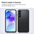 AGL07775 - Galaxy A55 5G Alignmaster Full Cover in Clear showing the match made in heaven. Flawlessly designed to cover the whole screen and fit with Spigen cases
