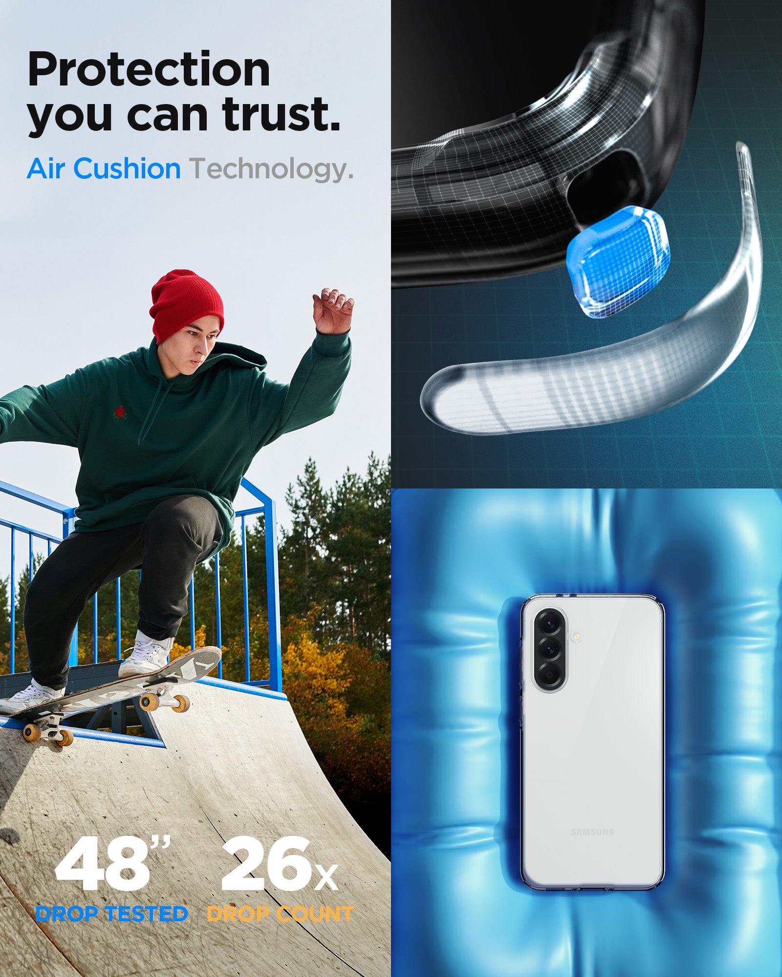 ACS09296 - Galaxy A56 5G Case Liquid Crystal in Crystal Clear protection you can trust. Aircushion technology.