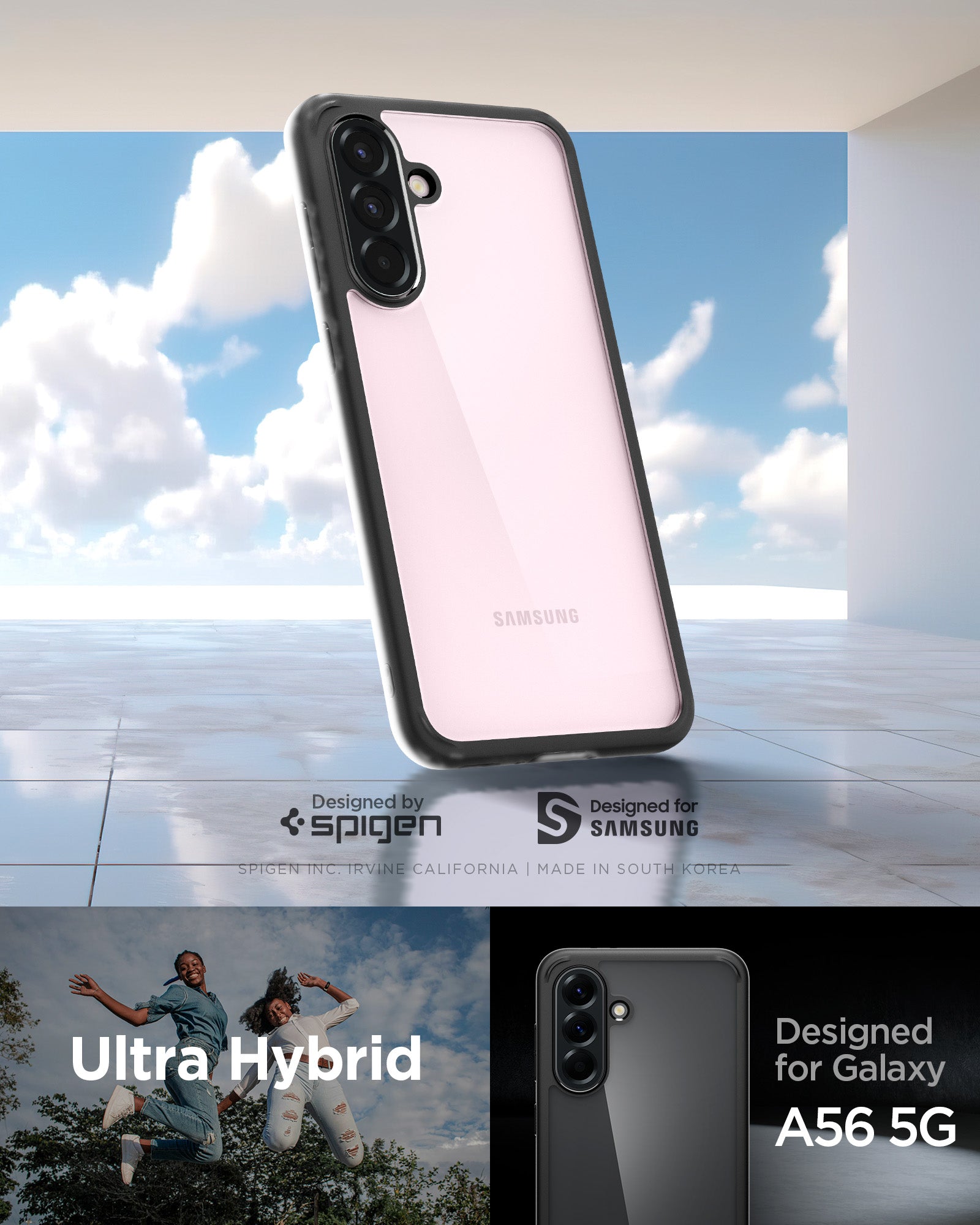 ACS09293 - Galaxy A56 5G Case Ultra Hybrid in Matte Black designed by spigen. Ultra hybrid. Designed for Samsung.