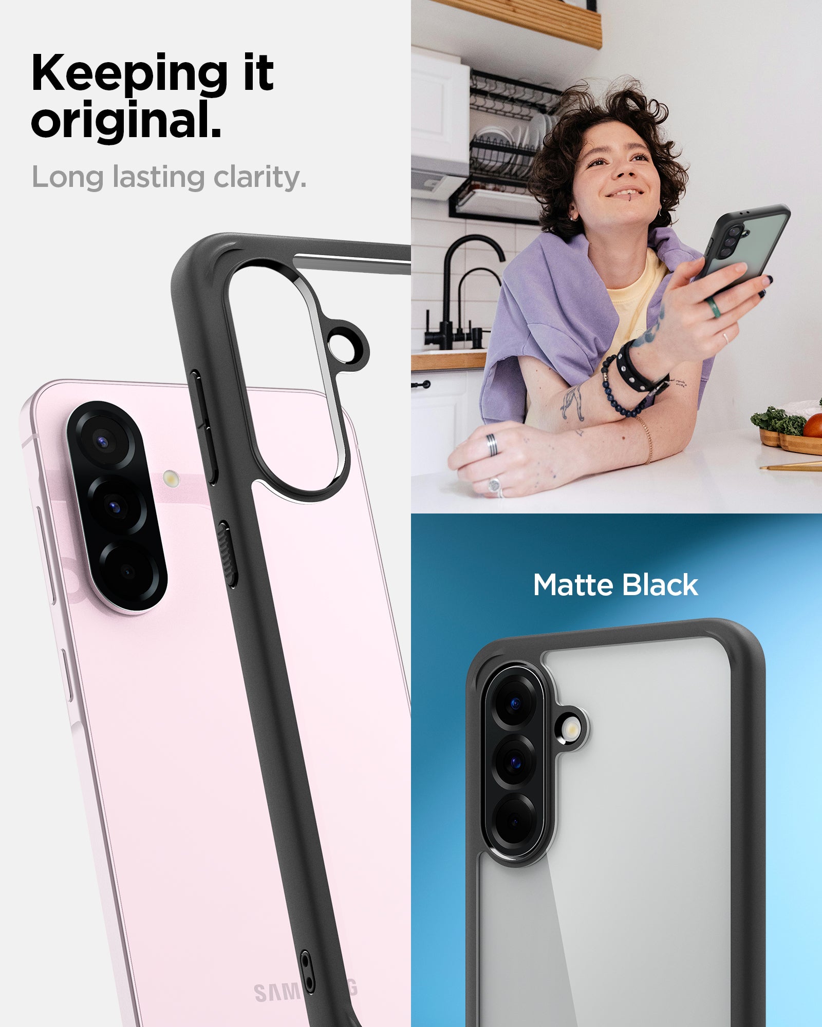 ACS09293 - Galaxy A56 5G Case Ultra Hybrid in Matte Black keeping it original. long lasting clarity.