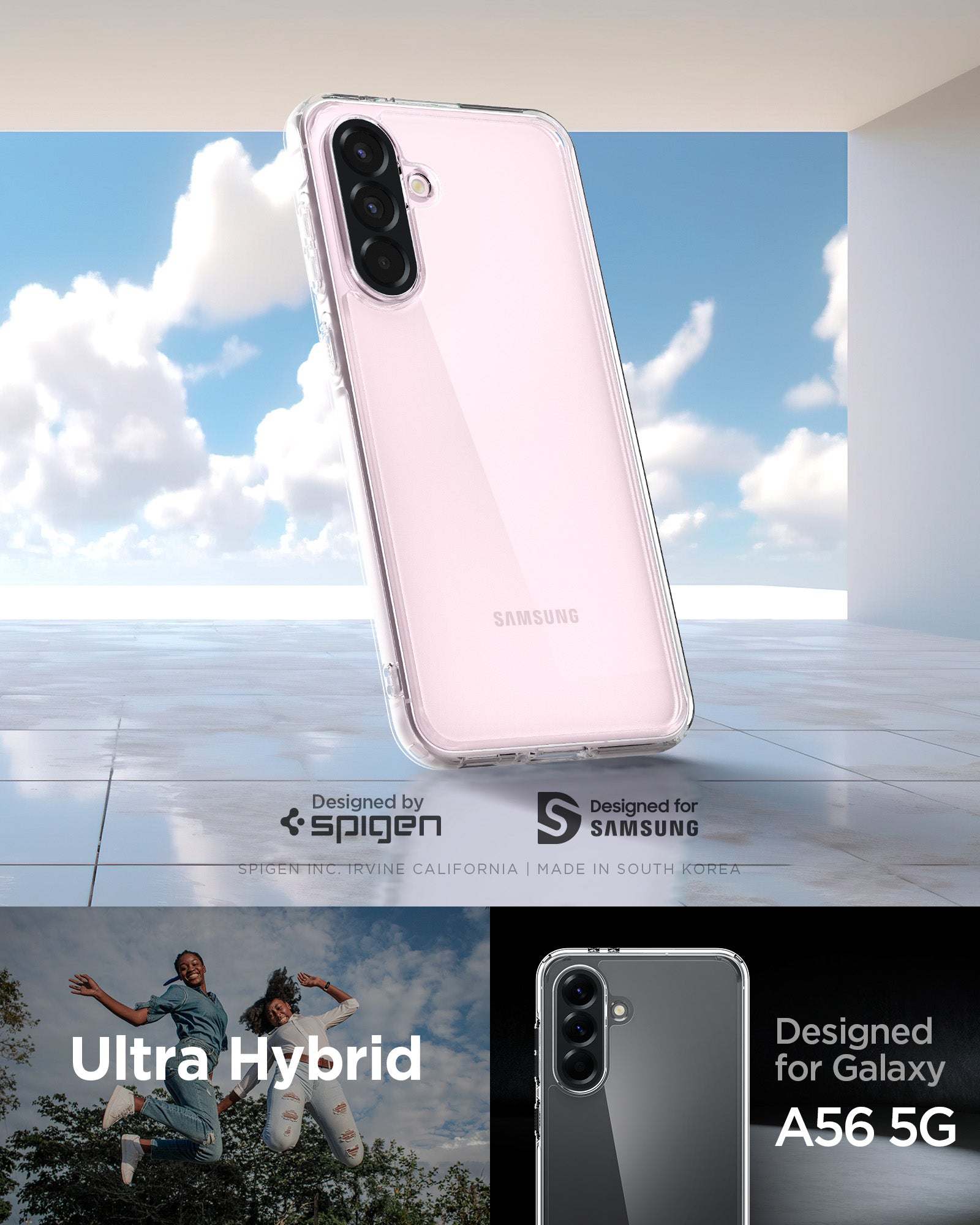 ACS09292 - Galaxy A56 5G Case Ultra Hybrid in Crystal Clear designed by spigen. Ultra hybrid. Designed for Samsung.