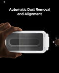 AGL11397 - Spigen EZ Fit Pro Galaxy A57 5G screen protector installation tray showing automatic dust removal and alignment feature