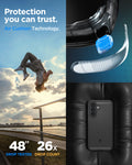 ACS09794 - Spigen Rugged Armor Galaxy A57 5G case with Air Cushion Technology corner detail - 48 inch drop tested, 26x drop count